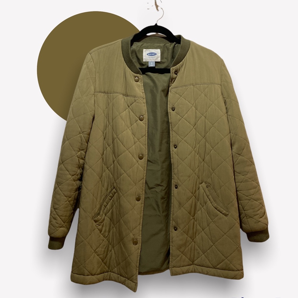 old navy quilted army green jacket